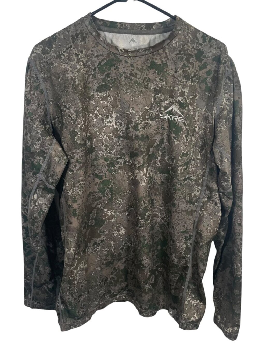 SKRE Long Sleeve Crew Neck Camo Shirt Mens Large Base Layer Hunting Outdoors